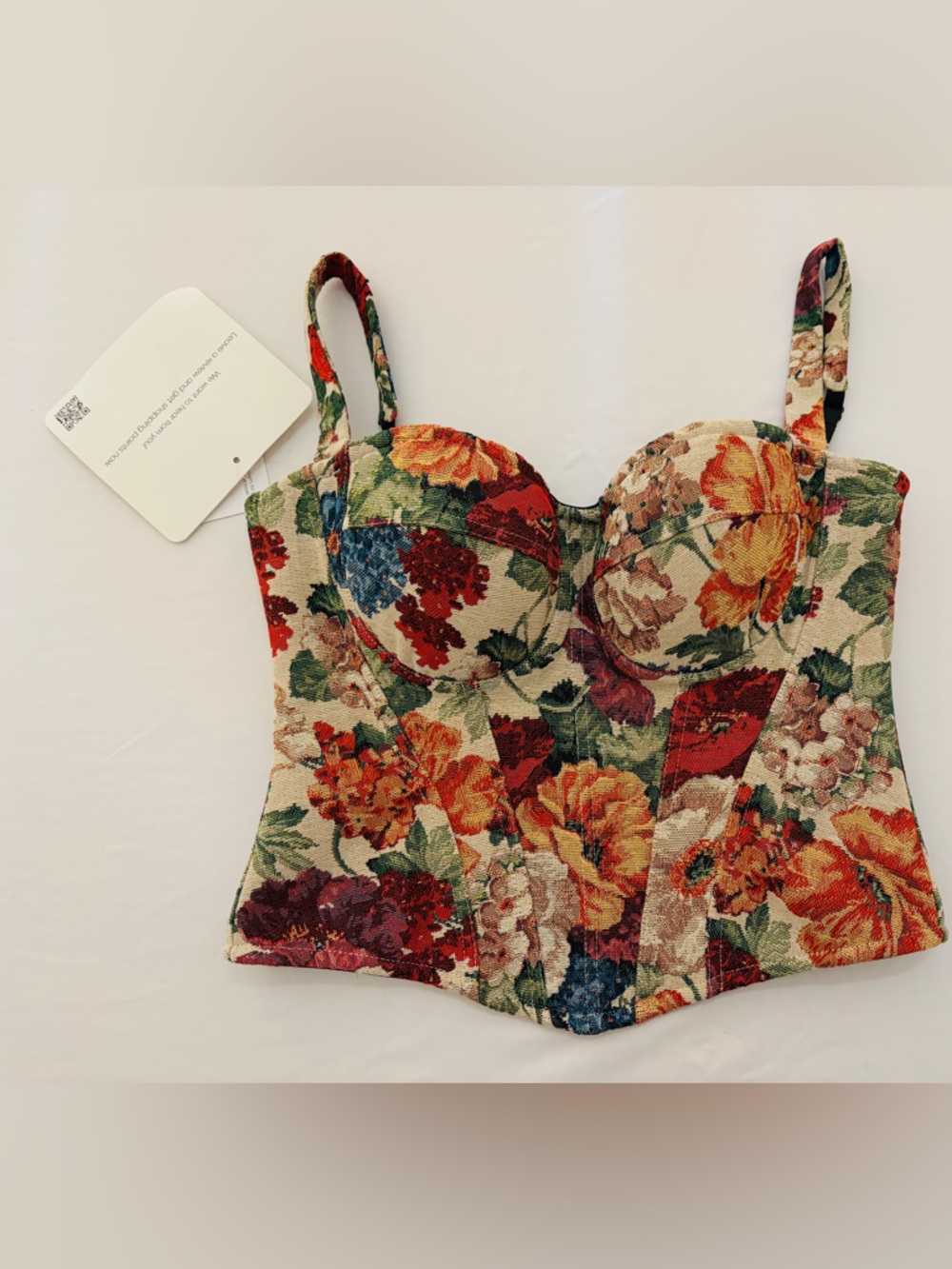 Chicwish Floral Tapestry Bustier Top - Red, Blue, Green, Cream Women’s M NEW - Picture 3 of 11